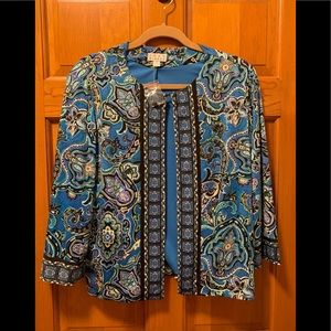 🔴NEW- Joan Rivers Perfect Paisley Knit Jacket with 3/4 Sleeves Size M